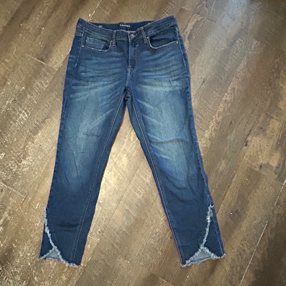 Vigoss Marley Skinny‎ Jeans Blue Mid Rise Tulip Raw Hem Distressed W29 L26